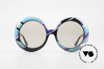 Emilio Pucci XXL Übergroße 60er Sonnenbrille, weltberühmtes filigranes Farbenmuster; teils futuristisch, Passend für Damen