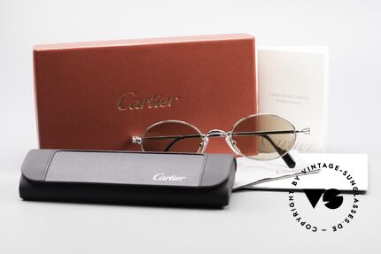 Cartier Filao Ovale Platin Sonnenbrille 90er, Größe: medium, Passend für Herren und Damen