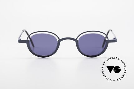 Theo Belgium Dozy Slim 90er Unisex Sonnenbrille, originelles Modell: "vollrand" und "randlos" zugleich, Passend für Herren und Damen
