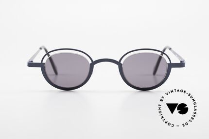 Theo Belgium Dozy Slim Verrückte 90er Sonnenbrille, originelles Modell: "vollrand" und "randlos" zugleich, Passend für Herren und Damen