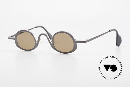 Theo Belgium Circle Trendsetter Sonnenbrille 90er, THEO Belgium Brille, Unisex-Modell in dunkel-grau!, Passend für Herren und Damen