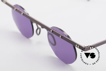 Theo Belgium Tita VII 5 Titanium 90er Sonnenbrille, die Gläser sind mit Schrauben am Titan-Rahmen fixiert, Passend für Herren und Damen