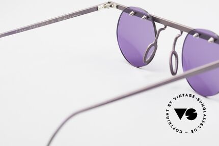 Theo Belgium Tita VII 5 Titanium 90er Sonnenbrille, runde Sonnengläser in violett (für 100% UV Protection), Passend für Herren und Damen