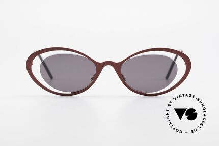 Theo Belgium LuLu Designer Cateye Sonnenbrille, originelles Modell: "vollrand" und "randlos" zugleich, Passend für Damen