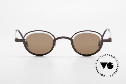 Theo Belgium Dozy Slim Crazy Designer Sonnenbrille, originelles Modell: "vollrand" und "randlos" zugleich, Passend für Herren und Damen