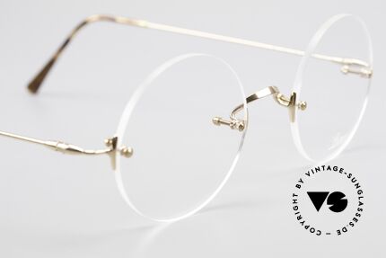 Lunor Classic Round GP Steve Jobs Brille Randlos Gold, ungetragenes Exemplar mit original Hart-Etui von Lunor, Passend für Herren und Damen