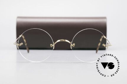 Lunor Classic Round GP Steve Jobs Brille Randlos Gold, Größe: small, Passend für Herren und Damen