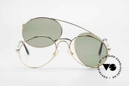 Bugatti 03308 80er Brille mit Sonnen Clip, Größe: medium, Passend für Herren