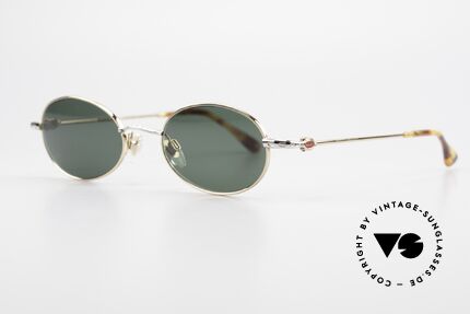 Bugatti 20008 90er Herren Sonnenbrille Oval, edel glänzende Rahmen-Lackierung in gold und silber, Passend für Herren