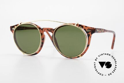 Carrera 5256 Clip Panto Brille Johnny Depp Stil, zeitlose Carrera Sunjet Designerbrille mit Sonnen-Clip, Passend für Herren und Damen