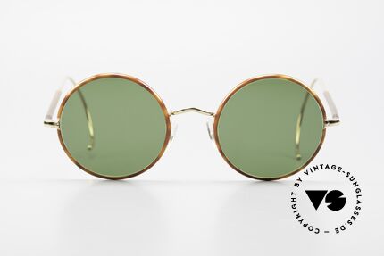 Savile Row Round 49/20 14kt Gold-Filled Gold Doublé, zeitlos runde vintage Sonnenbrille aus den 1980ern, Passend für Herren