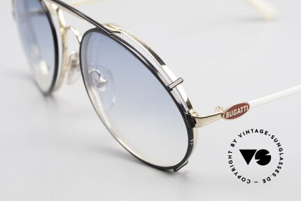 Bugatti 65987 Vintage Brille Mit Sonnenclip, Fassung vergoldet/weiss mit roten Logos, Gr. 54, Passend für Herren