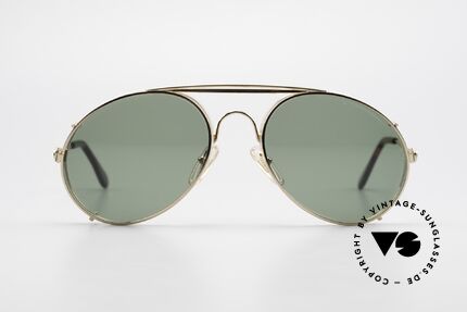 Bugatti 65987 80er Vintage Brille Mit Clip On, in typischer / legendärer Bugatti-Tropfenform, Passend für Herren