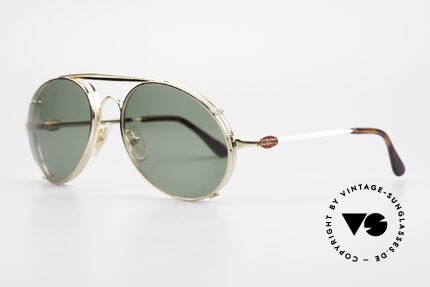 Bugatti 65987 80er Vintage Brille Mit Clip On, VINTAGE Gestell mit praktischem Sonnen-Clip, Passend für Herren