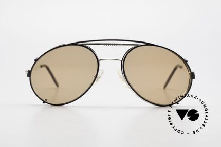 Bugatti 65996 Vintage Brille Mit Sonnenclip, in typischer / legendärer Bugatti-Tropfenform, Passend für Herren