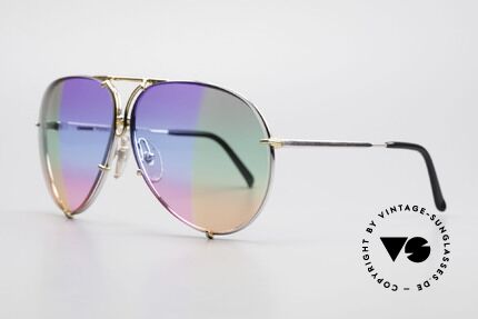 Porsche 5623 Unikat Brille 6Fach Verlauf, 6fach-Verlauf in violett-blau-pink und oliv-grün-gelb, Passend für Herren und Damen