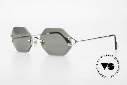 Cartier Rimless Octag - M Achteckige Luxus Sonnenbrille, teures ORIGINAL in M bis L Größe (137mm Breite), Passend für Herren und Damen