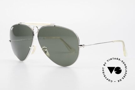 Ray Ban Shooter Weissgold 80er Limited Edition, mit original Bausch&Lomb Mineralgläsern (62mm), Passend für Herren Ray Ban Shooter Weissgold 80er Limited Edition, mit original Bausch&Lomb Mineralgläsern (62mm), Passend für Herren