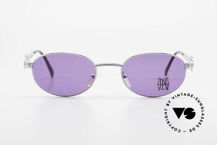 Jean Paul Gaultier 57-5101 Ovale JPG Vintage Sonnenbrille, Metallfassung mit verschlungenem JPG-Scharnier, Passend für Herren und Damen