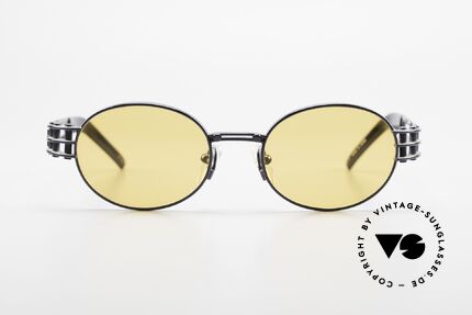 Yohji Yamamoto 52-6102 Industrial Oval Vintage Brille, Industrial 1990er Design in marine-blau metallic / orange, Passend für Herren und Damen