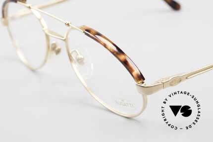 Bugatti 03081 90er Herren Brille True Vintage, mattgoldene Fassung mit Schildpatt-Oberrand, Passend für Herren