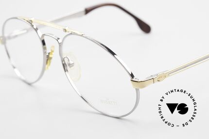 Bugatti 11946 Large 80er Herren Luxus Brille, Rahmen silber/gold; Brücke wie eine Blattfeder, Passend für Herren