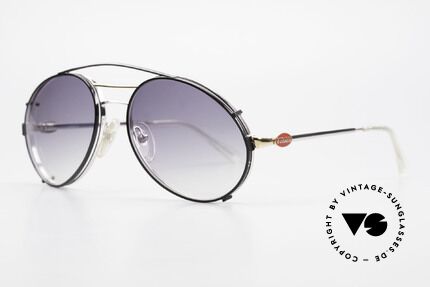Bugatti 65984 80er Brille Mit Sonnen-Clip, häufig auch als "traurige Tropfenform" bezeichnet, Passend für Herren