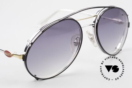 Bugatti 65984 80er Brille Mit Sonnen-Clip, ungetragen; wie alle unsere vintage Bugatti Modelle, Passend für Herren