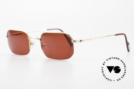 Cartier Broadway Halb Randlose Sonnenbrille, 22kt vergoldet mit neuen knalligen Gläsern, 3D rot, Passend für Herren