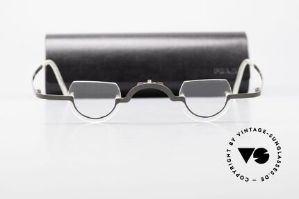 EyeDC V120 Verrückte Vintage Lesebrille, ungetragenes Einzelstück in grau-metallic / anthrazit, Passend für Herren und Damen