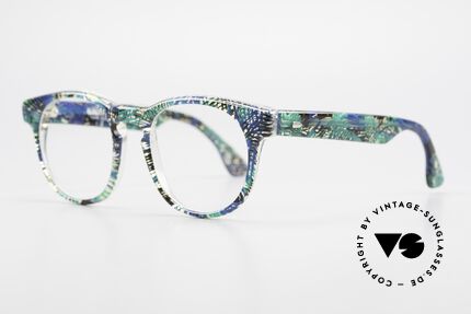 Alain Mikli 903 / 391 Panto Brille Grün Gemustert, im Stile der alten 'Tart Optical Arnel' aus den 60ern, Passend für Herren und Damen
