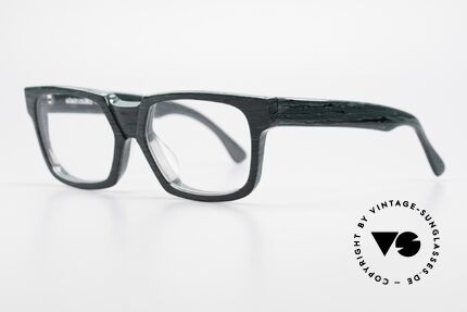Alain Mikli 0143 / 285 Markante 80er Designerbrille, grün/schwarz marmoriert in Top-Qualität; handmade, Passend für Herren und Damen