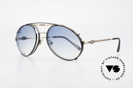 Bugatti 65282 Vintage Brille Mit Vorhänger, VINTAGE Gestell mit praktischem Sonnen-Clip, Passend für Herren