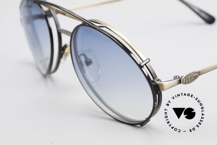 Bugatti 65282 Vintage Brille Mit Vorhänger, seltene Fassung (anthrazit/antik metall), Gr. 54, Passend für Herren