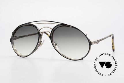 Bugatti 07823 Alte 80er Brille mit Clip On, klassisches BUGATTI Sonnenbrillen-Design von 1989, Passend für Herren