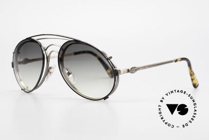 Bugatti 07823 Alte 80er Brille mit Clip On, Rahmen mit Federscharnieren für optimalen Komfort, Passend für Herren