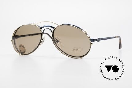 Bugatti 03328 Clip On Herrensonnenbrille, klassische BUGATTI vintage Sonnenbrille von 1989, Passend für Herren