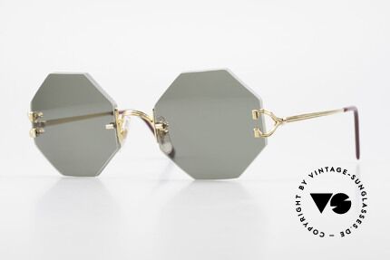Cartier Rimless Octag Achteckige Sonnenbrille 90er Details
