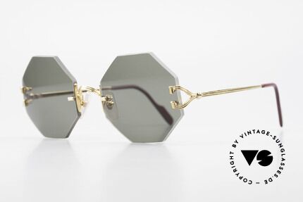 Cartier Rimless Octag Achteckige Sonnenbrille 90er, teures ORIGINAL in Medium Größe (133mm Breite), Passend für Herren und Damen
