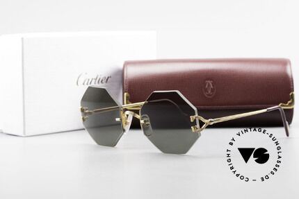 Cartier Rimless Octag Achteckige Sonnenbrille 90er, Größe: medium, Passend für Herren und Damen