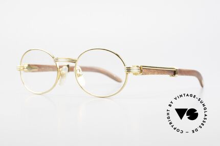 Cartier Giverny Ovale Holzbrille Vergoldet, kostbare Rarität der teuren 'Precious Wood' Serie, Passend für Herren und Damen