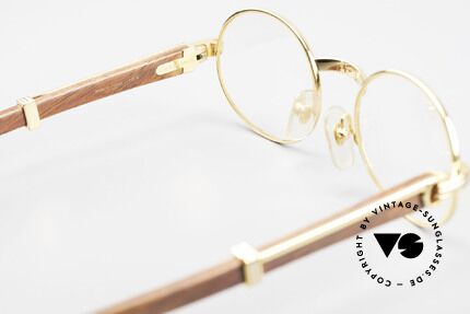 Cartier Giverny Ovale Holzbrille Vergoldet, Größe: small, Passend für Herren und Damen