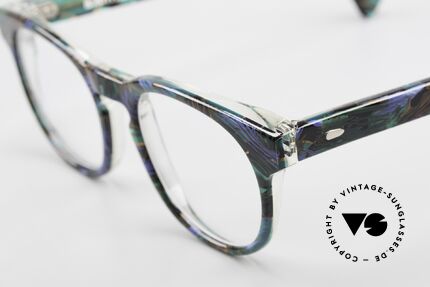 Alain Mikli 903 / 688 Panto Brille 80er Gemustert, interessantes Farbmuster: grün, blau, braun, schwarz, Passend für Herren und Damen