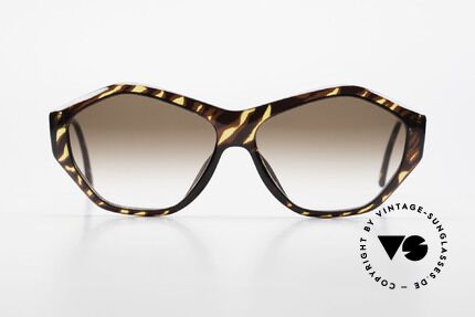 Paloma Picasso 1463 90er Optyl Sonnenbrille Damen, spektakuläre Form mit temperamentvollen Muster, Passend für Damen