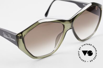 Paloma Picasso 1463 90er Optyl Damen Sonnenbrille, das Etui kann auch als Geldbörse benutzt werden, Passend für Damen