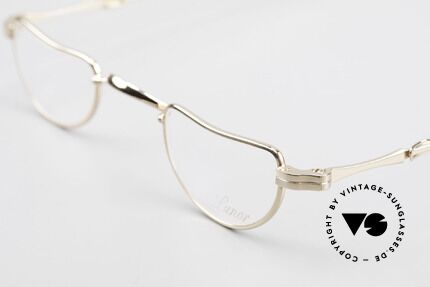 Lunor I 07 Telescopic Vergoldete Teleskop Brille, altes, ungetragenes LUNOR Einzelstück von ca. 1999, Passend für Herren und Damen