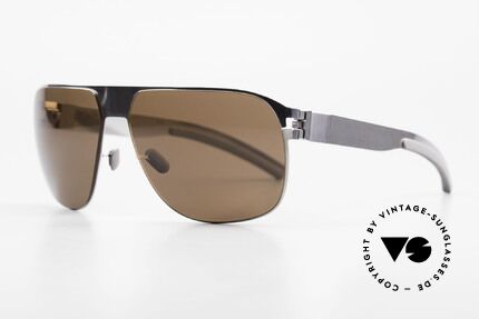 Mykita Tim Vintage Designer Sonnenbrille, Modell No.1 Sun Tim Shinysilver, brown solid, Gr. 61/14, Passend für Herren