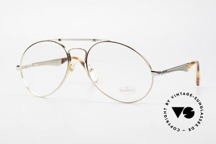 Bugatti 11948 Vergoldete Luxusbrille XL 80er, 80er vintage Herren-Brillenfassung in Gr. 58/20, Passend für Herren