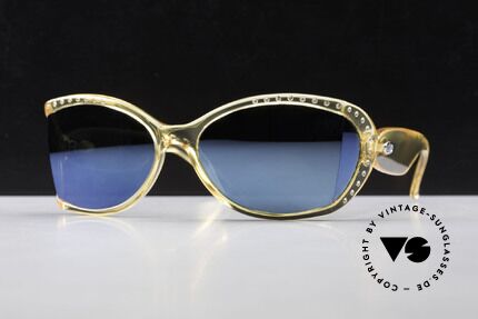 Christian Dior 2439 Strass Sonnenbrille Kristall, tolle Designerbrille mit blau-verspiegelten Gläsern!, Passend für Damen
