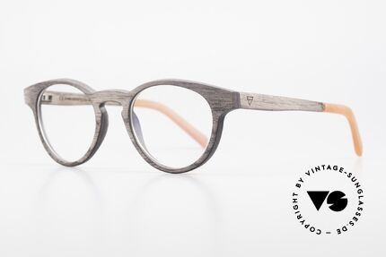 Kerbholz Friedrich Holzbrille Panto Blackwood, die Grundfarbe variiert von schwarz zu braun-schwarz, Passend für Herren und Damen
